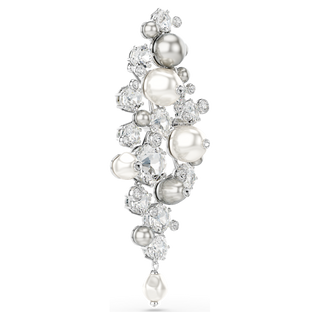 Spilla Constella, Crystal Pearl, Taglio Round, Bianca, Placcato rodio