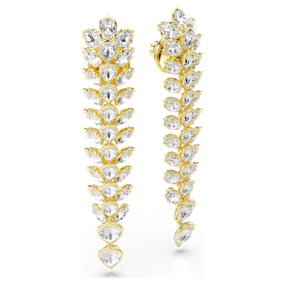 Orecchini pendenti Idyllia, Taglio misto, Lunghi, Bianchi, Placcato color oro