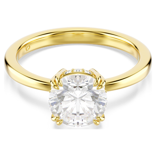 Anello cocktail Stilla, Taglio Round, Bianco, Placcato color oro