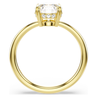 Anello cocktail Stilla, Taglio Round, Bianco, Placcato color oro