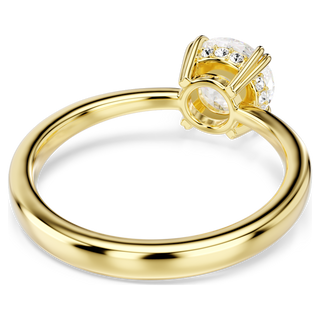 Anello cocktail Stilla, Taglio Round, Bianco, Placcato color oro