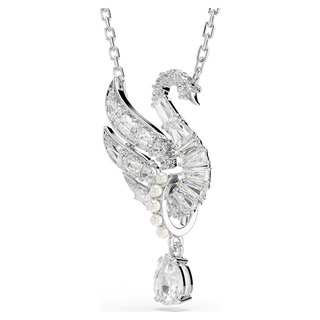 Pendente Swan, Cigno, Bianco, Placcato rodio