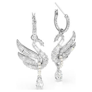 Orecchini Swan, Cigno, Bianchi, Placcato rodio