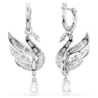 Orecchini Swan, Cigno, Bianchi, Placcato rodio