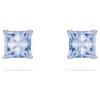 Orecchini a lobo Matrix, Taglio squadrato, Blu, Placcato rodio