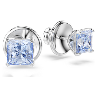 Orecchini a lobo Matrix, Taglio squadrato, Blu, Placcato rodio