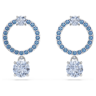 Orecchini pendenti Attract, Taglio Round, Blu, Placcato rodio