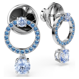 Orecchini pendenti Attract, Taglio Round, Blu, Placcato rodio