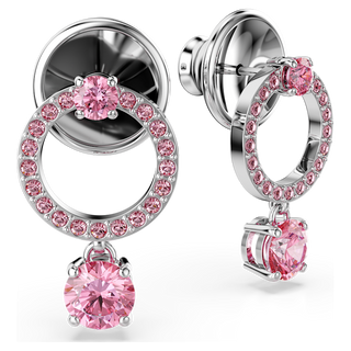 Orecchini pendenti Attract, Taglio Round, Rosa, Placcato rodio