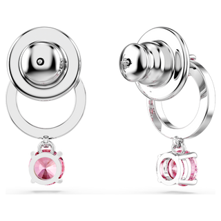 Orecchini pendenti Attract, Taglio Round, Rosa, Placcato rodio