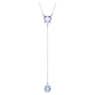 Collana a Y Attract, Taglio Round, Blu, Placcato rodio