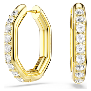 Orecchini a cerchio Dextera, Forma ottagonale, Taglio Round, Medi, Bianchi, Placcato color oro