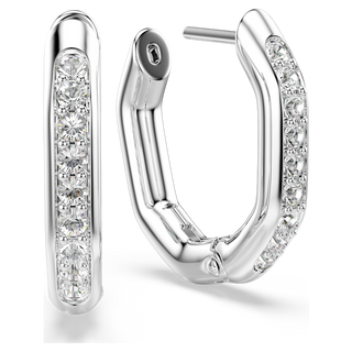 Orecchini a cerchio Dextera, Forma ottagonale, Taglio Round, Piccoli, Bianchi, Placcato rodio