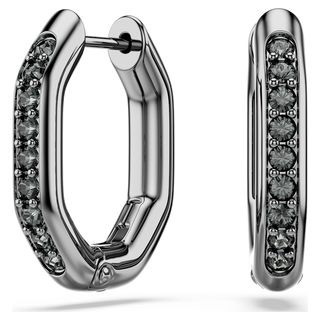 Orecchini a cerchio Dextera, Forma ottagonale, Taglio Round, Piccoli, Bianchi, Placcato rutenio