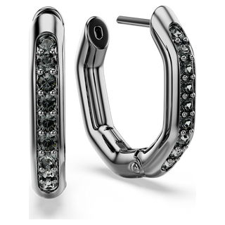 Orecchini a cerchio Dextera, Forma ottagonale, Taglio Round, Piccoli, Bianchi, Placcato rutenio