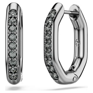 Orecchini a cerchio Dextera, Forma ottagonale, Taglio Round, Piccoli, Bianchi, Placcato rutenio