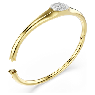 Bracciale rigido Dextera, Taglio Round, Bianco, Placcato color oro