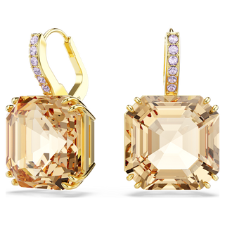 Orecchini pendenti Millenia, Taglio misto, Caramello, Placcato color oro