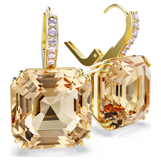 Orecchini pendenti Millenia, Taglio misto, Caramello, Placcato color oro