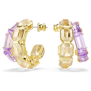 Orecchini a cerchio Millenia, Taglio misto, Multicolore, Placcato color oro