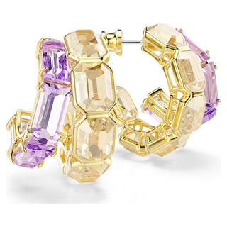 Orecchini a cerchio Millenia, Taglio misto, Multicolore, Placcato color oro