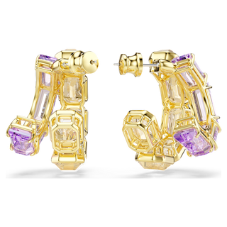 Orecchini a cerchio Millenia, Taglio misto, Multicolore, Placcato color oro