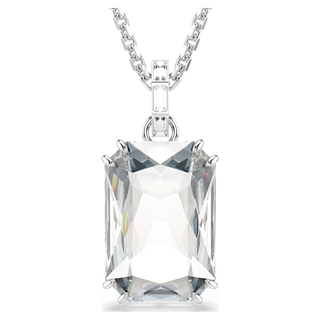 Pendente Millenia, Taglio ottagonale, Bianco, Placcato rodio