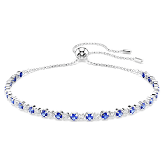 Bracciale Tennis Matrix, Tagli arrotondati misti, Blu, Placcato rodio