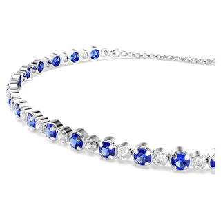 Bracciale Tennis Matrix, Tagli arrotondati misti, Blu, Placcato rodio