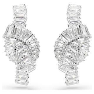 Orecchini Matrix, Taglio baguette, Nodo, Bianchi, Placcato rodio