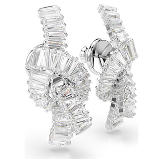 Orecchini Matrix, Taglio baguette, Nodo, Bianchi, Placcato rodio