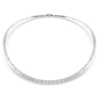 Collana Matrix, Taglio baguette, Bianca, Placcato rodio