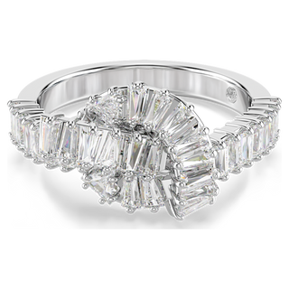 Anello Matrix, Taglio baguette, Nodo, Bianco, Placcato rodio