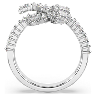 Anello Matrix, Taglio baguette, Nodo, Bianco, Placcato rodio