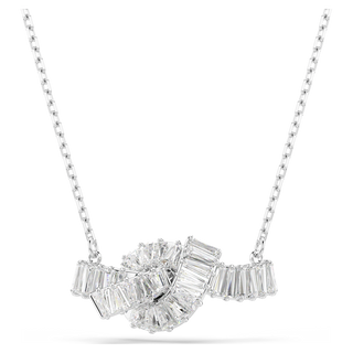 Pendente Matrix, Taglio baguette, Nodo, Bianco, Placcato rodio