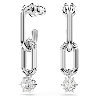 Orecchini pendenti Constella, Taglio Round, Bianchi, Placcato rodio