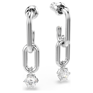 Orecchini pendenti Constella, Taglio Round, Bianchi, Placcato rodio