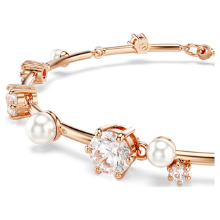 Braccialetto Constella, Crystal Pearl, tagli Round, Bianco, Placcato color oro rosa