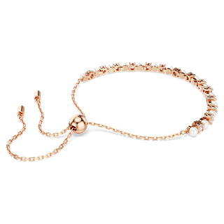 Bracciale Tennis Matrix, Crystal Pearl, tagli Round, Bianco, Placcato color oro rosa