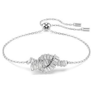 Braccialetto Matrix, Taglio baguette, Nodo, Bianco, Placcato rodio