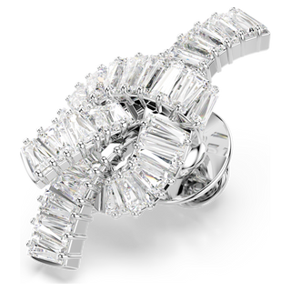 Spilletta Matrix, Taglio baguette, Nodo, Bianca, Placcato rodio