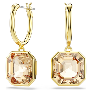 Orecchini pendenti Millenia, Taglio squadrato, Caramello, Placcato color oro