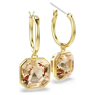 Orecchini pendenti Millenia, Taglio squadrato, Caramello, Placcato color oro