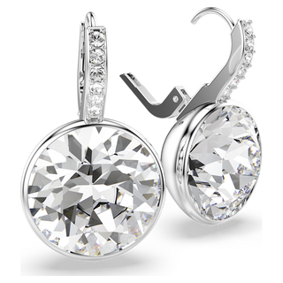 Orecchini pendenti Millenia, Taglio Round, Bianchi, Placcato rodio