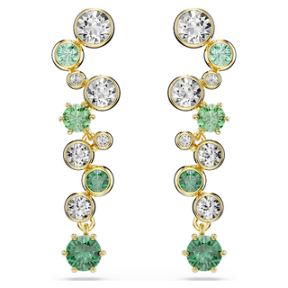 Orecchini pendenti Constella, Taglio misto, Verdi, Placcato color oro