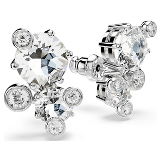 Orecchini a lobo Constella, Taglio Round, Bianchi, Placcato rodio