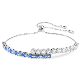 Bracciale Tennis Matrix, Taglio misto, Blu, Placcato rodio