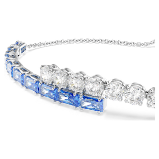 Bracciale Tennis Matrix, Taglio misto, Blu, Placcato rodio