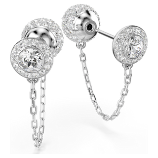 Orecchini pendenti Una Angelic, Taglio Round, Bianchi, Placcato rodio