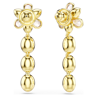 Orecchini pendenti Idyllia, Taglio misto, Fiore, Multicolore, Placcato color oro